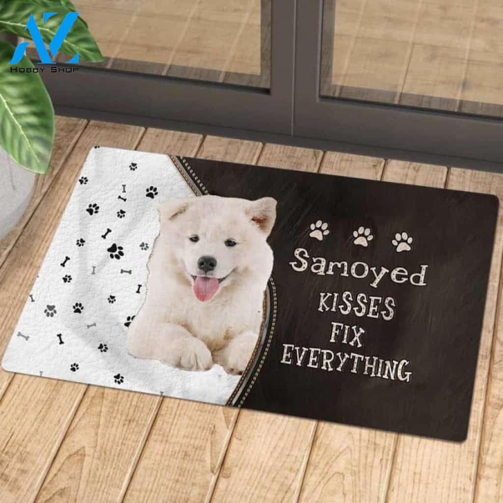 Samoyed Kisses Fix Everything Doormat