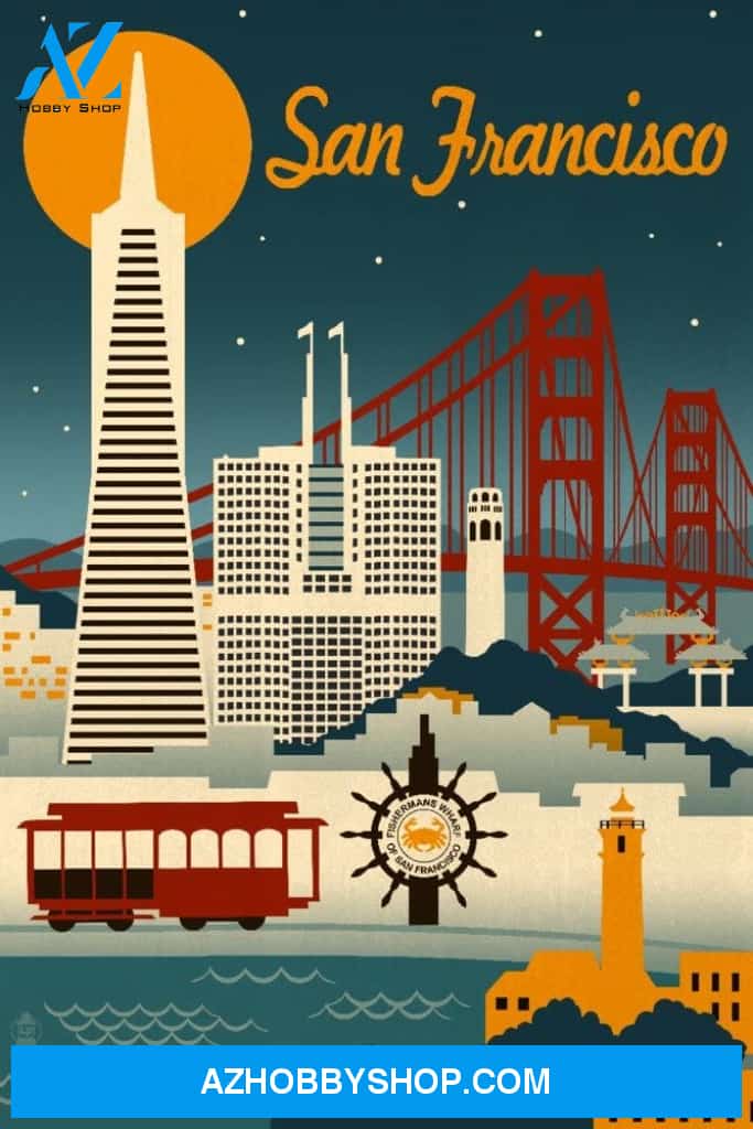 San Francisco California Retro Skyline
