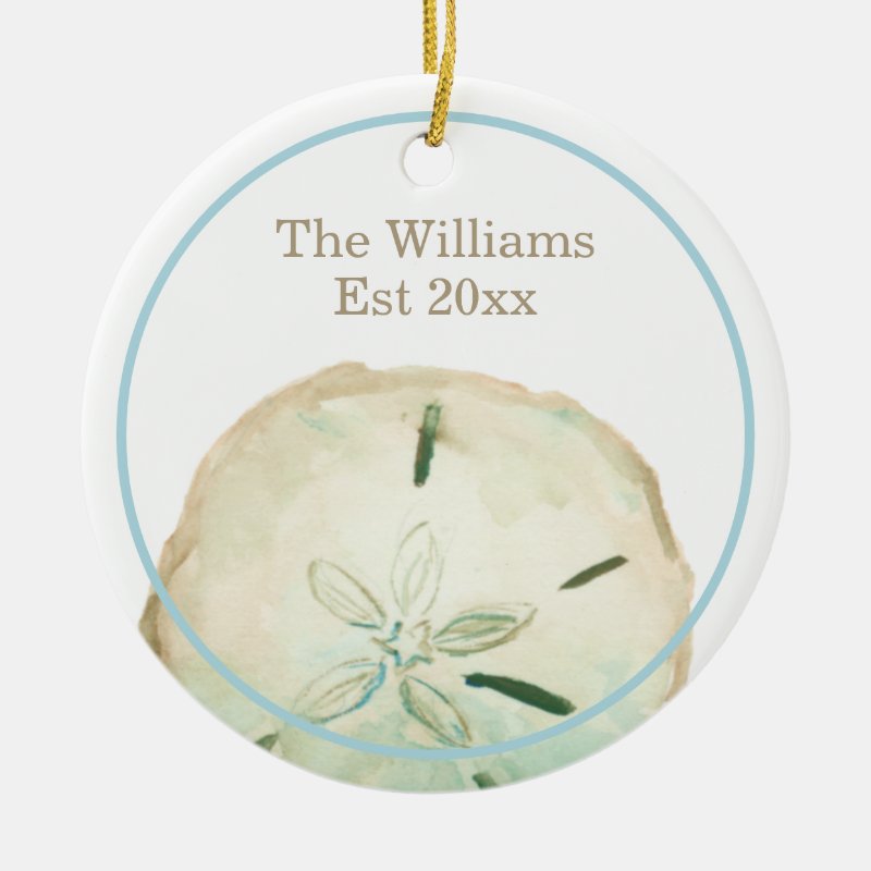 Sand Dollar Beach Name & Anniversary Ceramic Ornament
