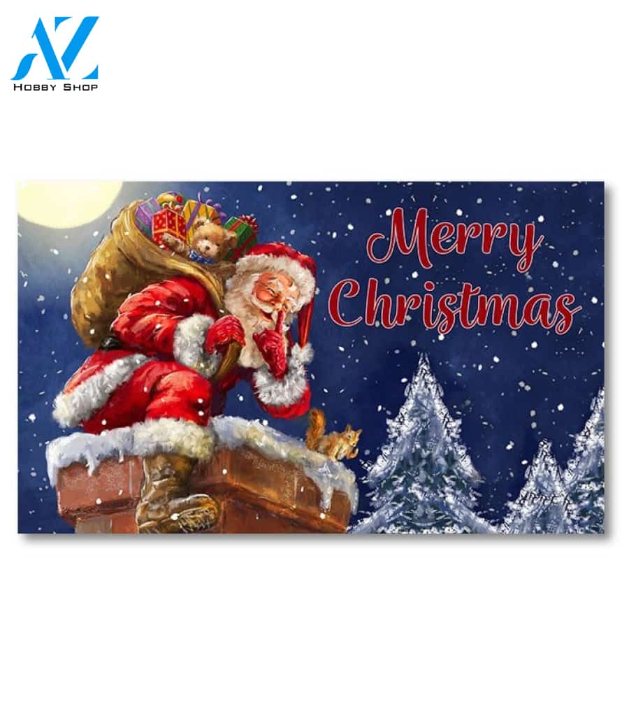 Santa at the Chimney Doormat - 18" x 30"
