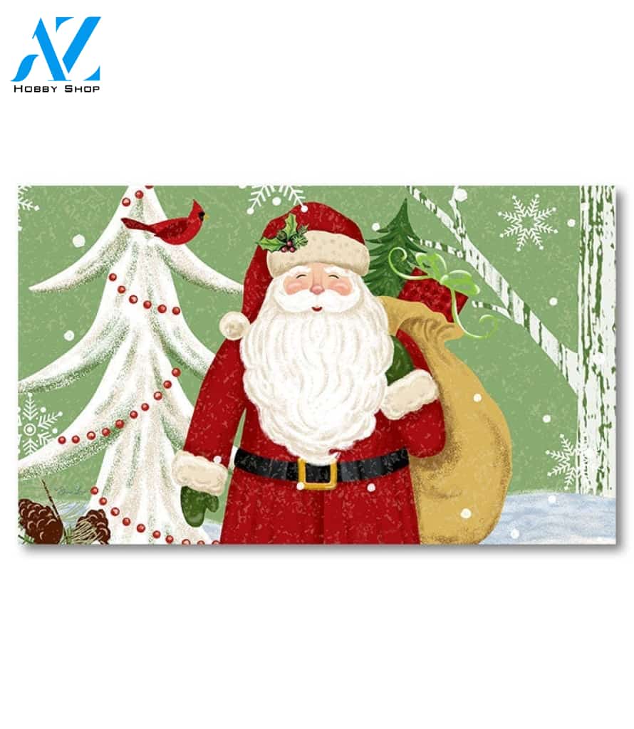 Santa & Cardinal Doormat - 18" x 30"