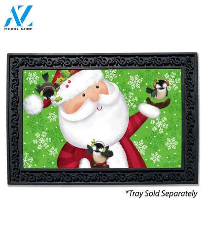 Santa & Chickadees Doormat - 18" x 30"
