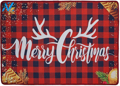 Santa Claus and Reindeer Printed Holiday Doormat Indoor And Outdoor Mat Entrance Rug Sweet Home Decor Housewarming Gift Gift Friend Family Christmas Holiday
