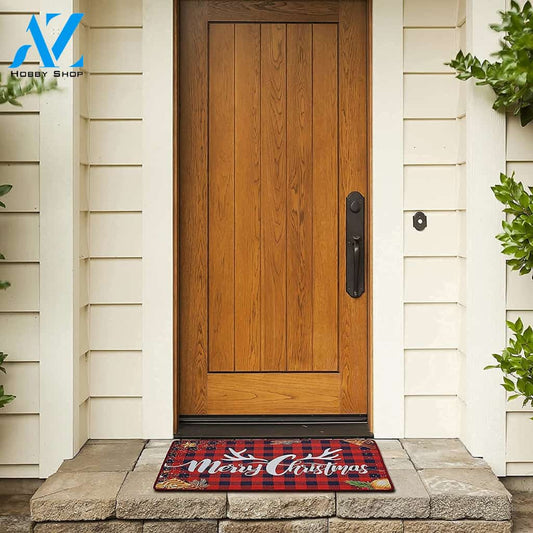 Santa Claus and Reindeer Printed Holiday Doormat Indoor And Outdoor Mat Entrance Rug Sweet Home Decor Housewarming Gift Gift Friend Family Christmas Holiday