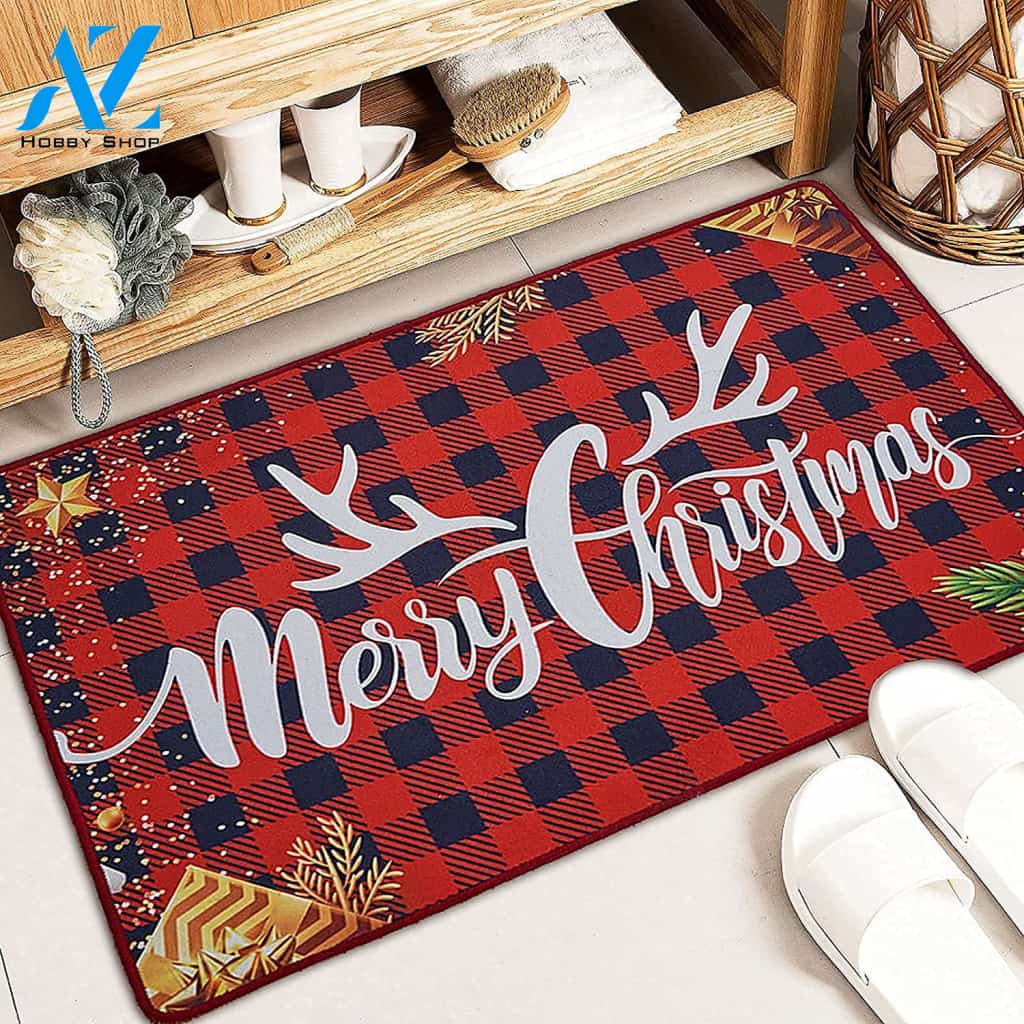 Santa Claus and Reindeer Printed Holiday Doormat Indoor And Outdoor Mat Entrance Rug Sweet Home Decor Housewarming Gift Gift Friend Family Christmas Holiday