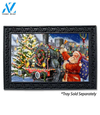 Santa Claus and Train Doormat - 18" x 30"