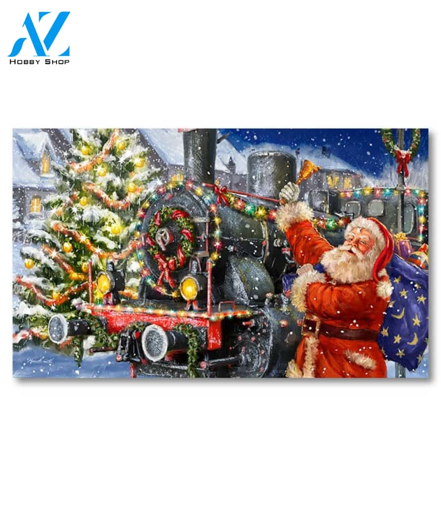 Santa Claus and Train Doormat - 18" x 30"