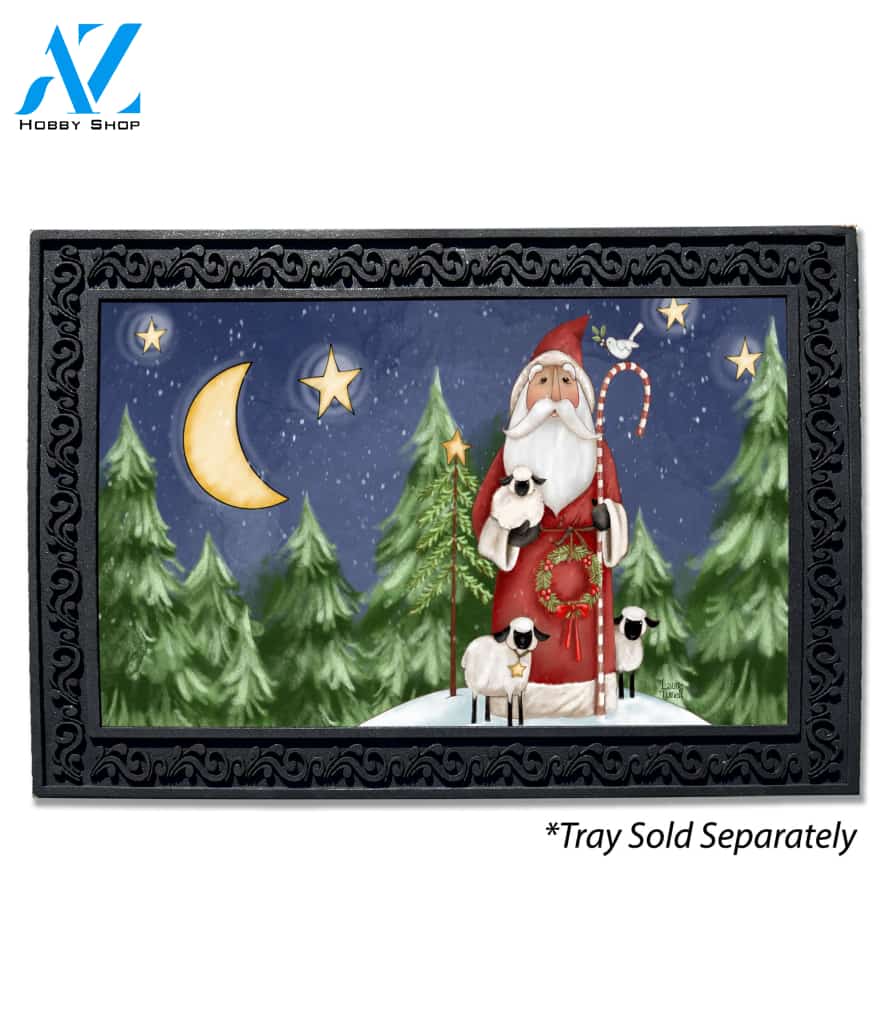 Santa Claus with Lambs Doormat - 18" x 30"