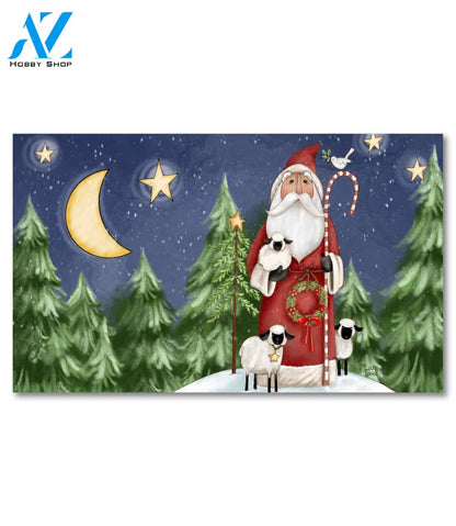 Santa Claus with Lambs Doormat - 18" x 30"