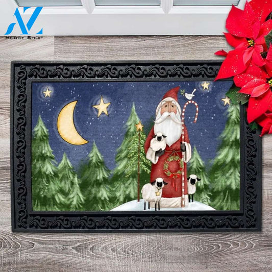 Santa Claus with Lambs Doormat - 18" x 30"