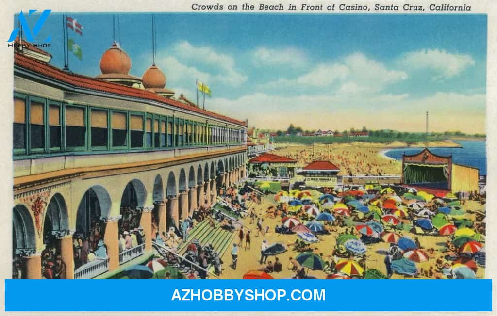 Santa Cruz - Crowds On The Beach In Front Of The Casino - Vintage Travel Poster