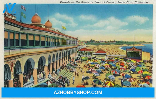 Santa Cruz - Crowds On The Beach In Front Of The Casino - Vintage Travel Poster