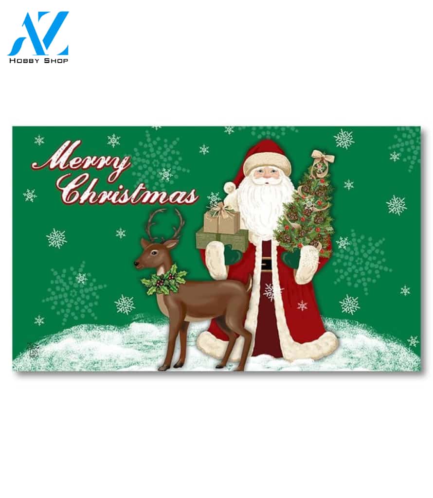 Santa Gifts and Reindeer Doormat - 18" x 30"