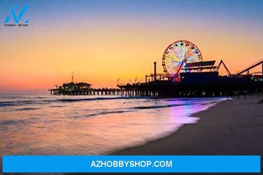 Santa Monica California - Santa Monica Pier With Sunset Reflection
