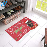 Santa Paws Please Stop Here Dachshund Printed Doormat Home Decor