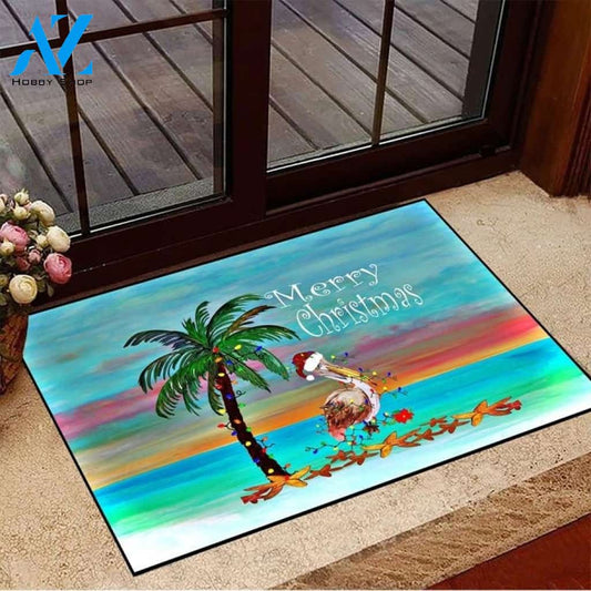 Santa Pelican In Holiday Light Coastal Merry Christmas Doormat Welcome Mat Housewarming Home Decor Funny Doormat Gift For Christmas Lovers, Friend