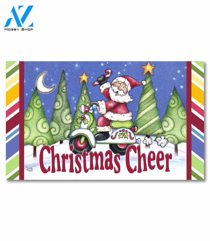 Santa Scooter Christmas Cheer Doormat - 18" x 30"