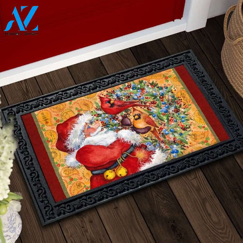 Santa with Cardinals Doormat - 18" x 30"