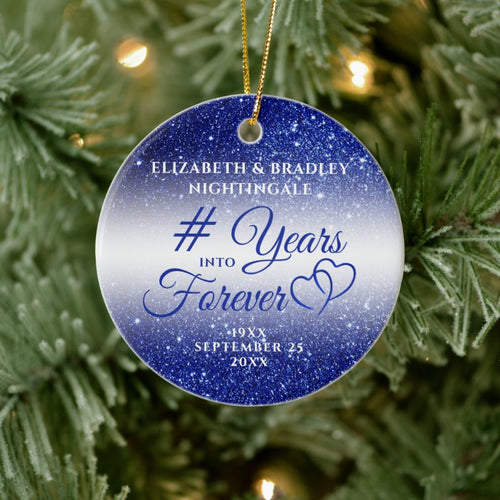 Sapphire Anniversary Years Into Forever Photo Cera Ceramic Ornament