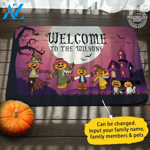 Scarecrow Pumpkin Personalized Doormat