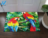 Scarlet Macaw Parrot Couple On Tree Bough Doormat Funny Welcome Mat Housewarming Gift Home Decor Funny Doormat Gift For Friend