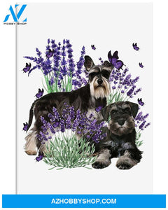 Schnauzer and lavender flower art poster