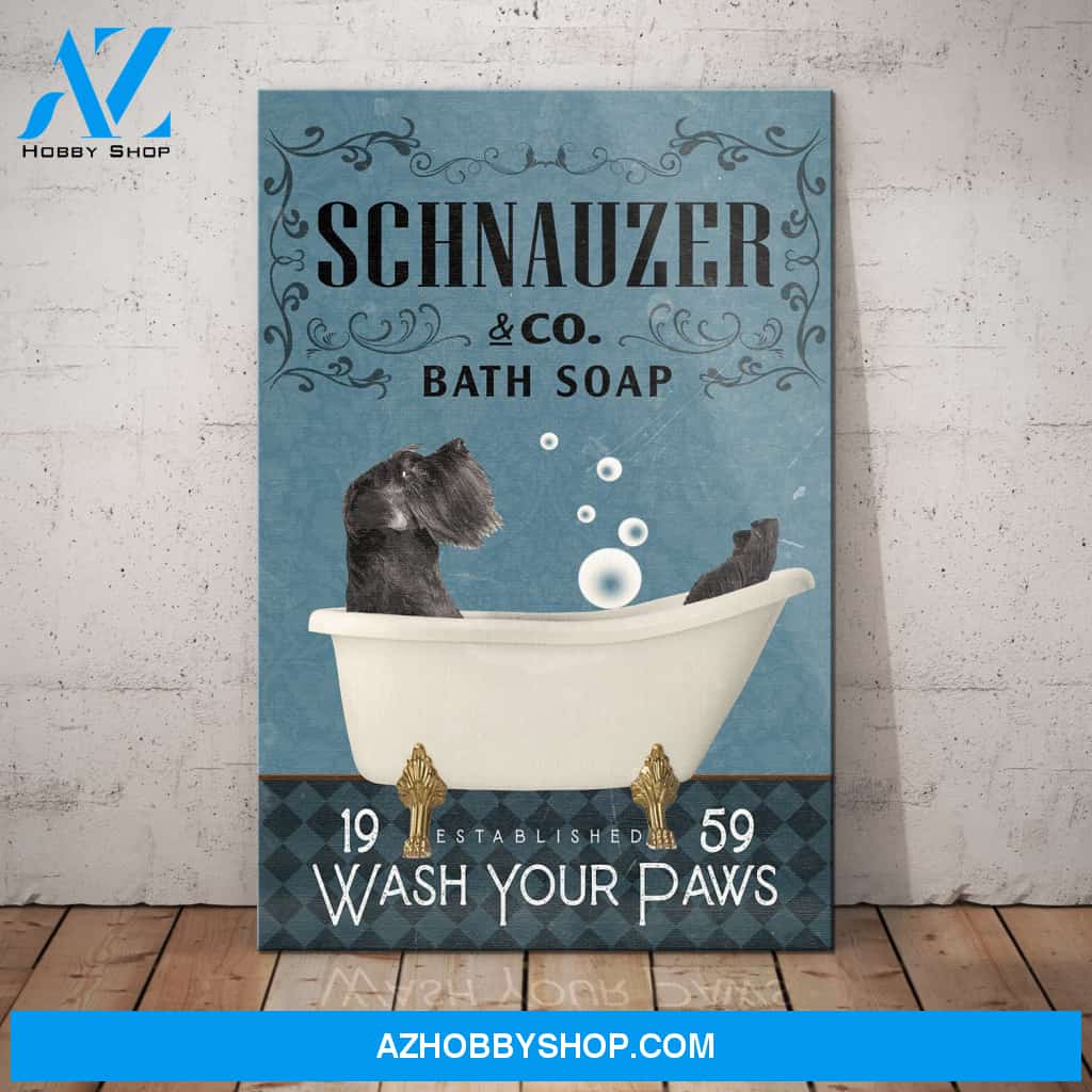 Schnauzer Dog Bath Soap Company Canvas Wall Art, Wall Decor Visual Art