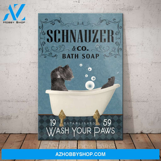 Schnauzer Dog Bath Soap Company Canvas Wall Art, Wall Decor Visual Art