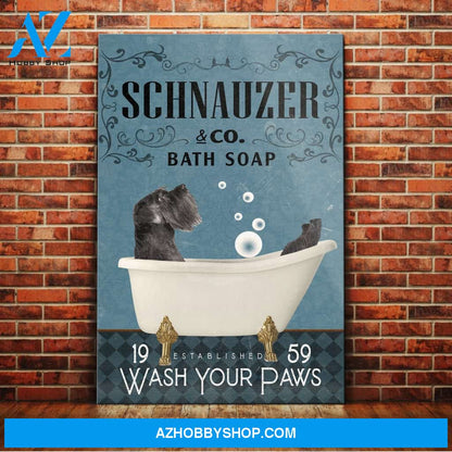 Schnauzer Dog Bath Soap Company Canvas Wall Art, Wall Decor Visual Art