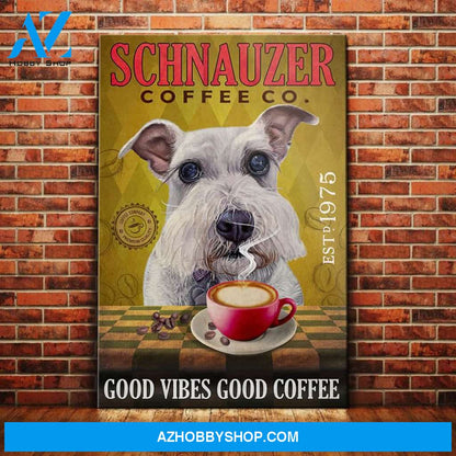 Schnauzer Dog Coffee Club Company Canvas Wall Art, Wall Decor Visual Art