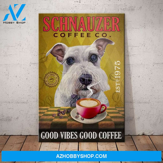 Schnauzer Dog Coffee Club Company Canvas Wall Art, Wall Decor Visual Art