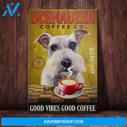 Schnauzer Dog Coffee Club Company Canvas Wall Art, Wall Decor Visual Art