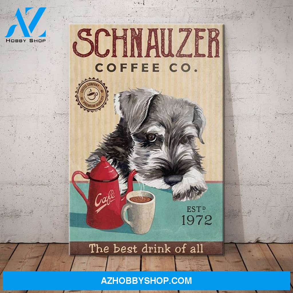Schnauzer Dog Coffee Company Canvas Wall Art, Wall Decor Visual Art