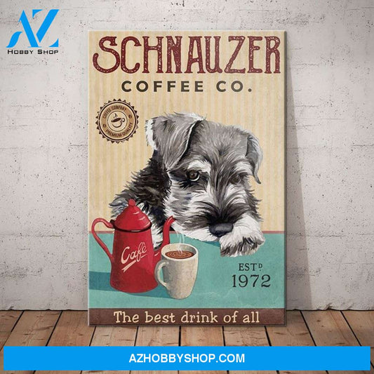 Schnauzer Dog Coffee Company Canvas Wall Art, Wall Decor Visual Art