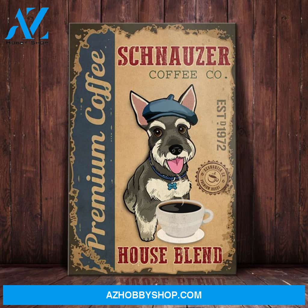 Schnauzer Dog Coffee Company Canvas Wall Art, Wall Decor Visual Art
