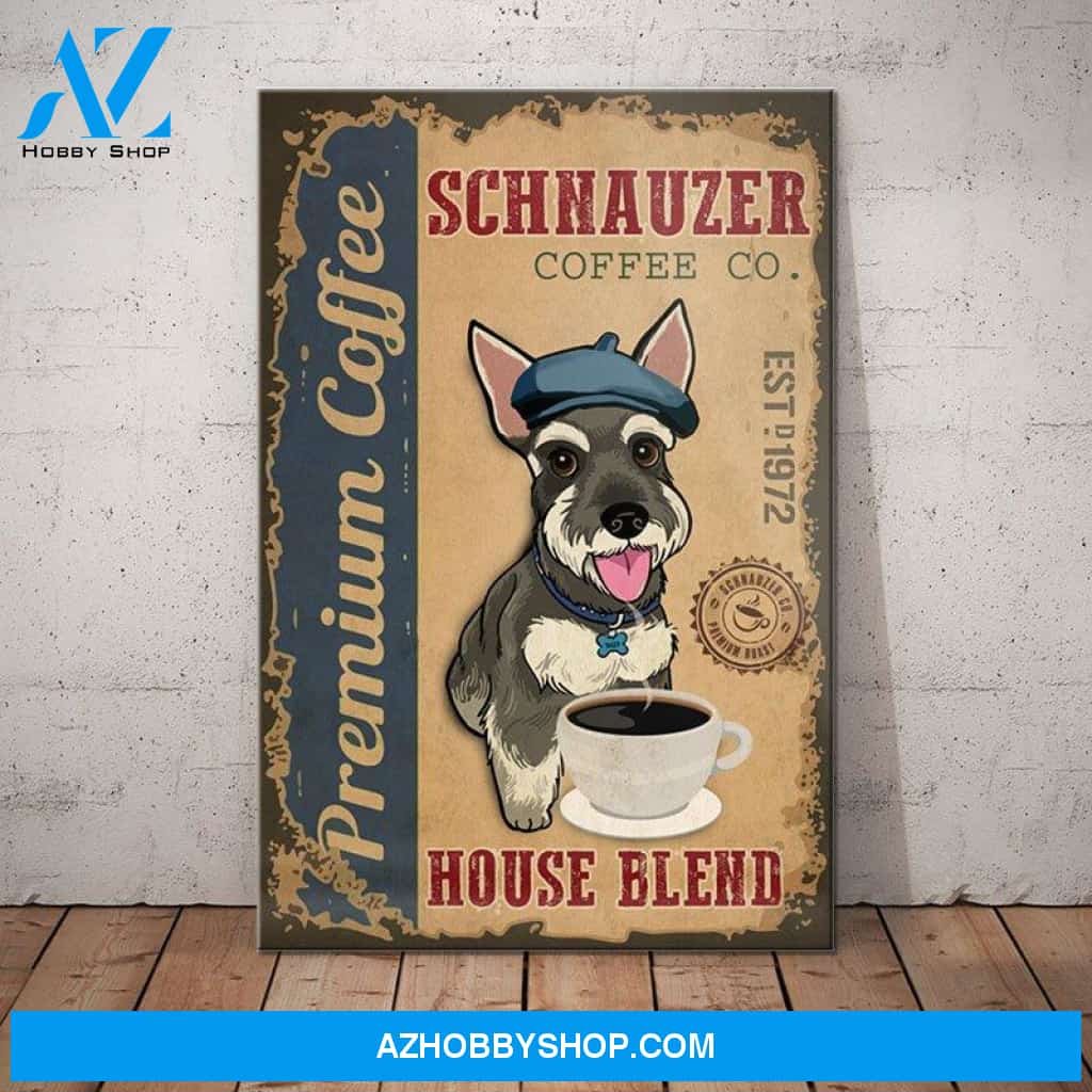 Schnauzer Dog Coffee Company Canvas Wall Art, Wall Decor Visual Art