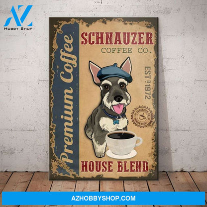 Schnauzer Dog Coffee Company Canvas Wall Art, Wall Decor Visual Art