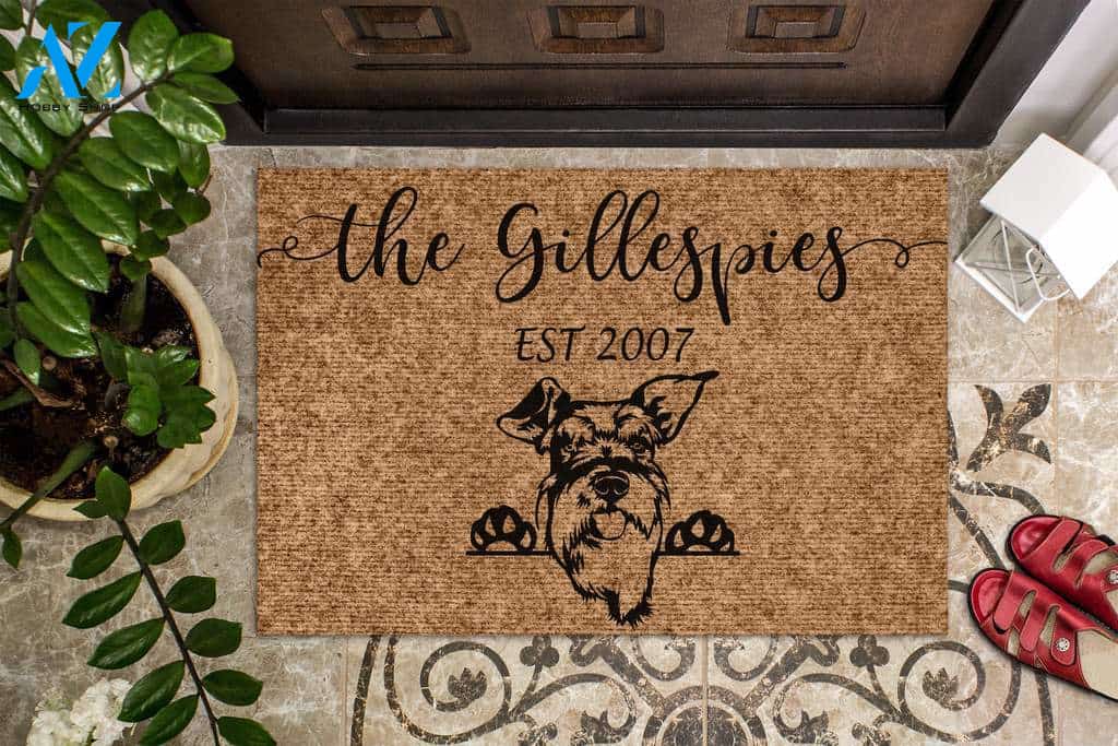 Schnauzer Funny Dog Custom Name & Year Doormat