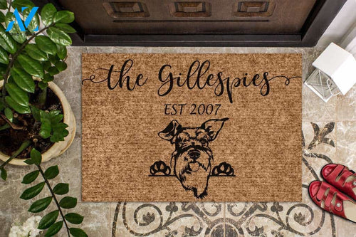 Schnauzer Funny Dog Custom Name & Year Doormat