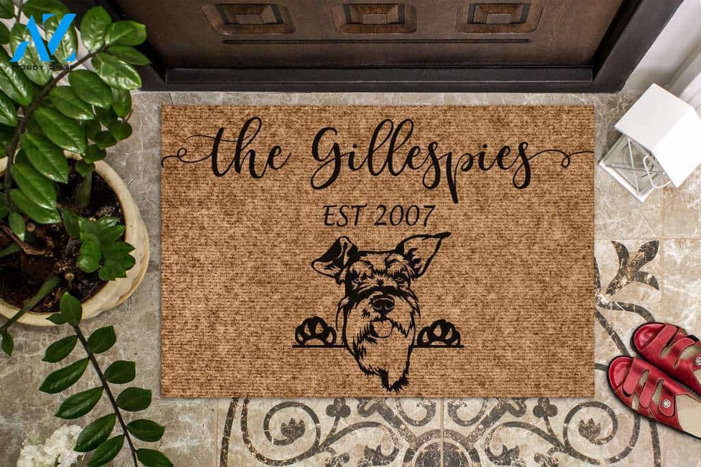 Schnauzer Funny Dog Custom Name & Year Doormat | Welcome Mat | House Warming Gift