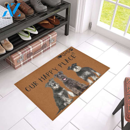 Schnauzer Happy Place Doormat Indoor And Outdoor Mat Entrance Rug Sweet Home Decor Housewarming Gift Gift For Friend Family Stem Feminist