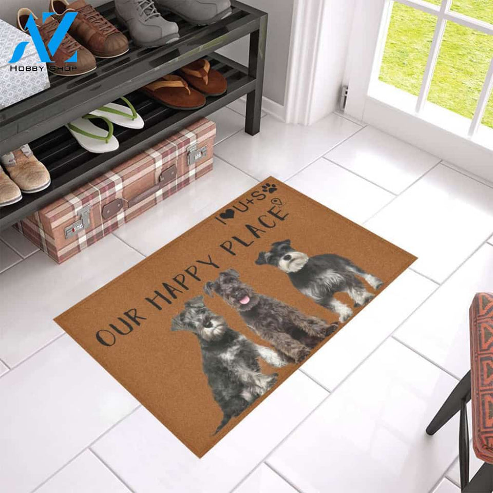 Schnauzer Happy Place Doormat | Welcome Mat | House Warming Gift