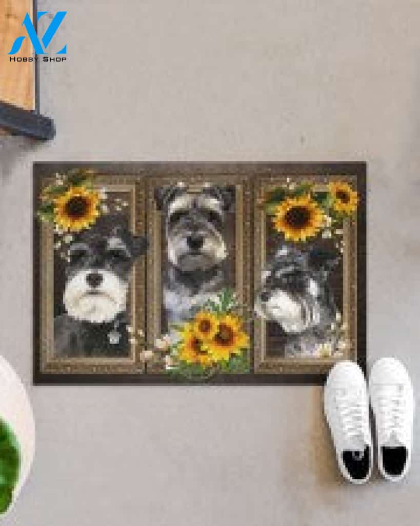 Schnauzer Lovely Sunflowers Gift For You Doormat