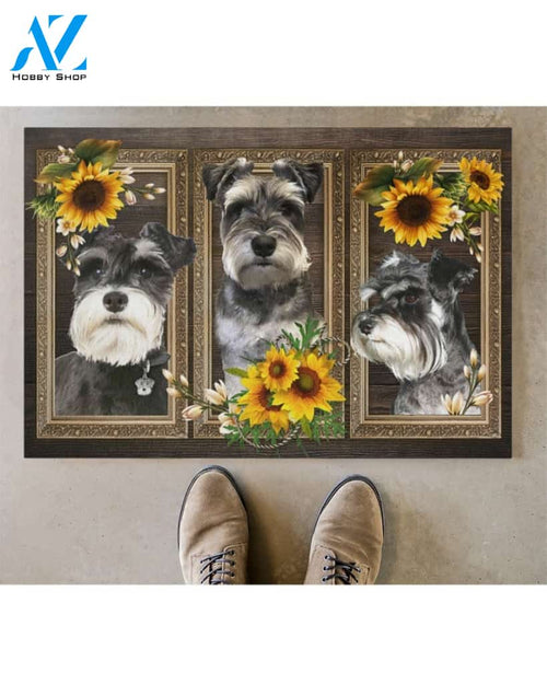 Schnauzer Lovely Sunflowers Indoor And Outdoor Doormat Gift For Dog Lovers Birthday Gift Decor Warm House Gift Welcome Mat