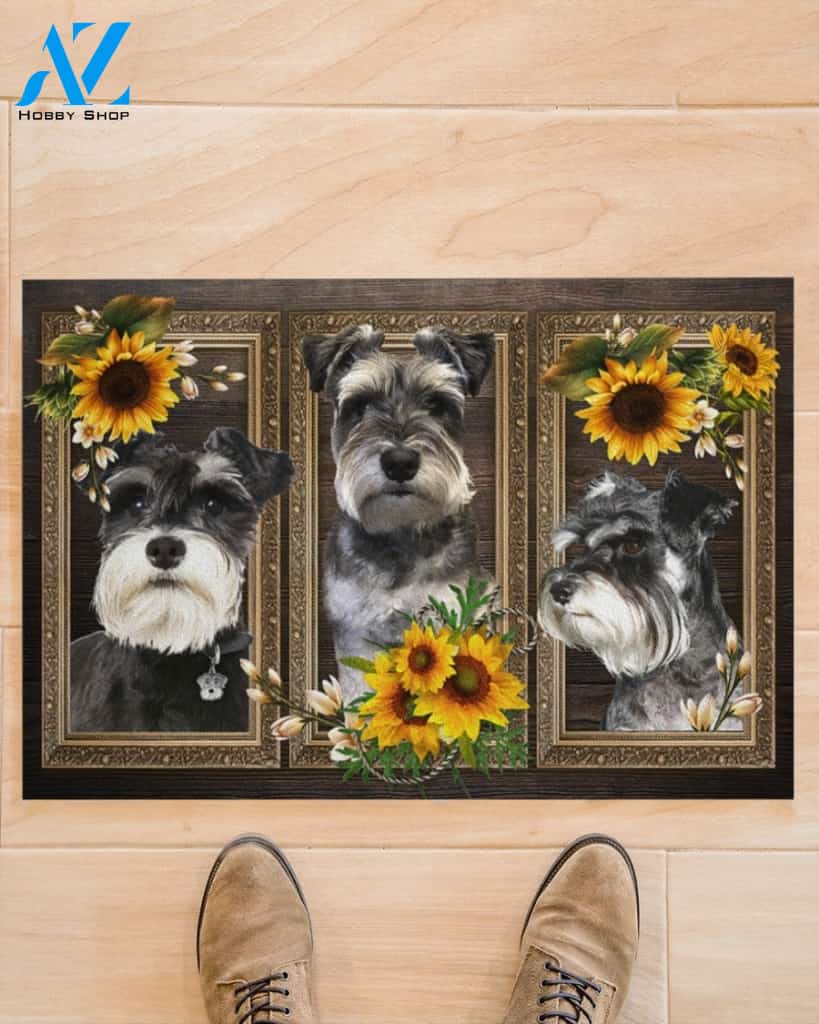 Schnauzer Lovely Sunflowers Indoor And Outdoor Doormat Gift For Dog Lovers Birthday Gift Decor Warm House Gift Welcome Mat