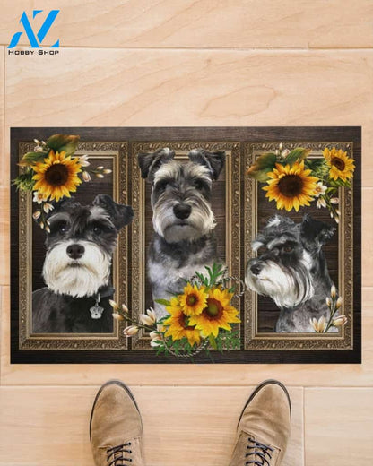 Schnauzer Lovely Sunflowers Indoor And Outdoor Doormat Gift For Dog Lovers Birthday Gift Decor Warm House Gift Welcome Mat