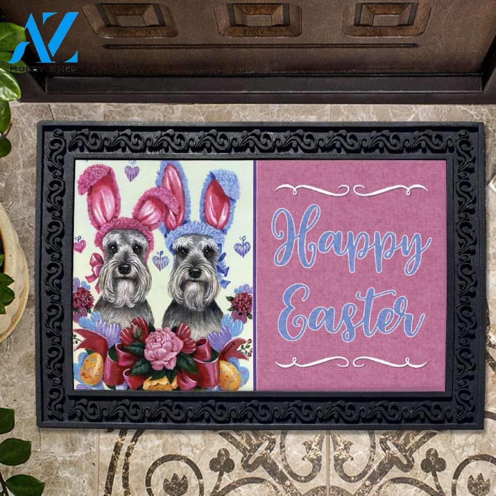 Schnauzer Spring Bunny Doormat - 18" x 30"