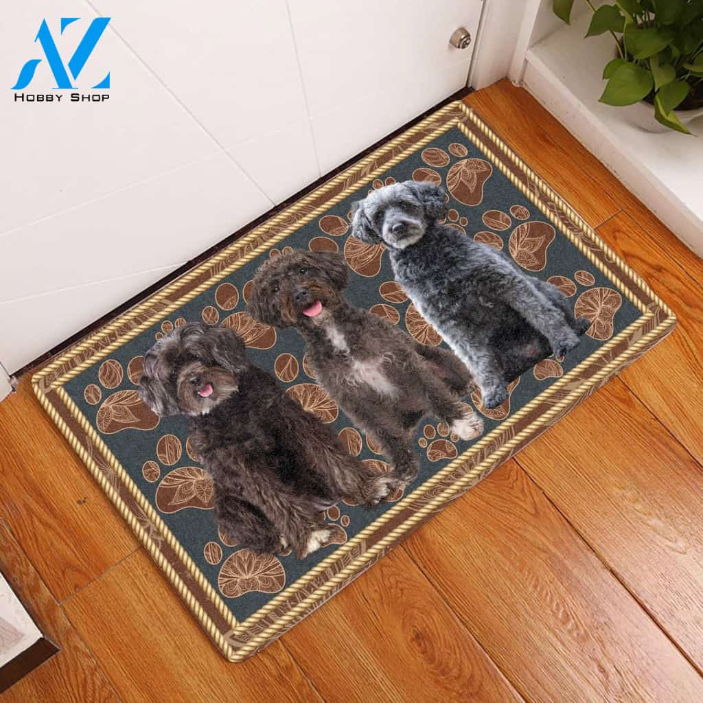 Schnoodle Flower Paw - Dog Doormat Welcome Mat House Warming Gift Home Decor Gift for Dog Lovers Funny Doormat Gift Idea