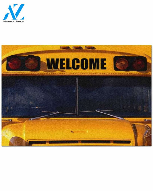 School Bus Welcome Vintage Funny Indoor And Outdoor Doormat Warm House Gift Welcome Mat Birthday Gift For Friend Family