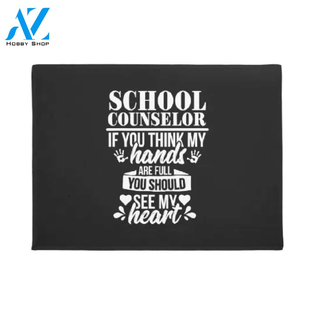 School Counselor Heart Teacher Doormat Warm House Gift Welcome Mat Gift for Friend Family